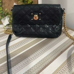 MARC BY MARC JACOBS Black Quilted Leather Flap Crossbody Bag
